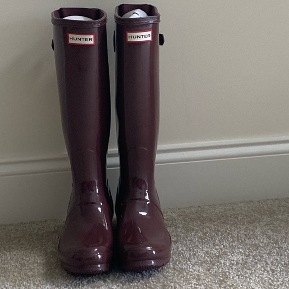 Hunter Original Tall Boot Back Buckle Gloss Umber Size 7 - Picture 1 of 5